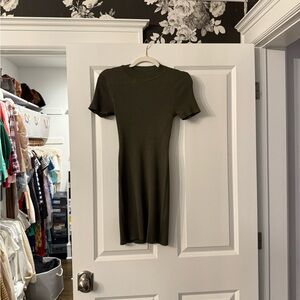 Abercrombie & Fitch Dark Green Ribbed Mini Dress